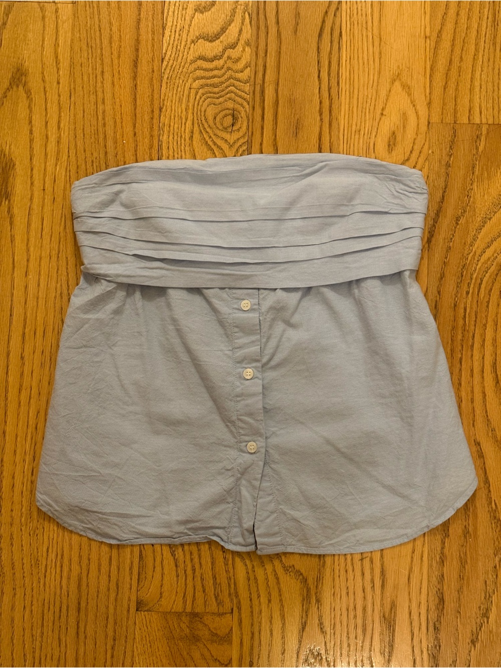 Zara Light Blue Strapless Button-Front Top